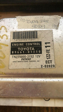 89661-01110 Toyota Matrix or Vibe 2003 ecm ecu computer - Swan Auto