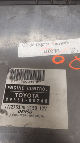 89661-08240 Toyota Sienna ecu ecm computer 2007-2009 - Swan Auto