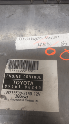 89661-08240 Toyota Sienna ecu ecm computer 2007-2009 - Swan Auto