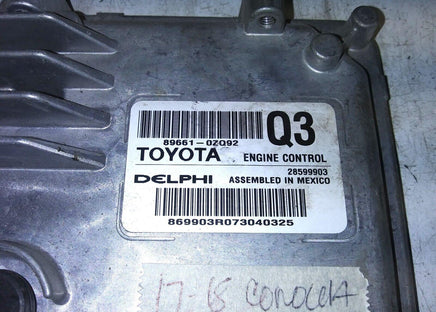 89661-0ZQ92 Toyota Corolla 2017-2018 ecu ecm computer - Swan Auto