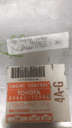 89661-12580 Toyota Corolla ecm ecu computer 1990 - Swan Auto