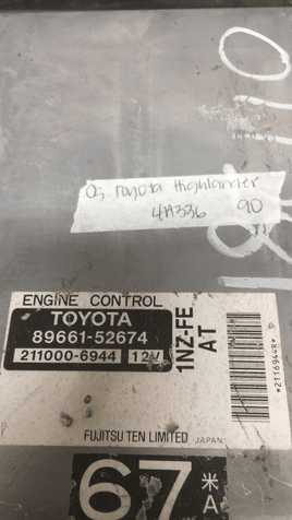 89661-52674 Toyota Highlander 2005 ecm ecu computer - Swan Auto