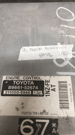 89661-52674 Toyota Highlander 2005 ecm ecu computer - Swan Auto